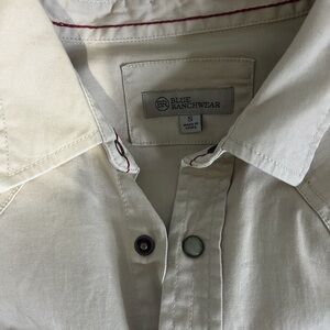 Men's Cream Button-Up Shirt (Blue Ranchwear)